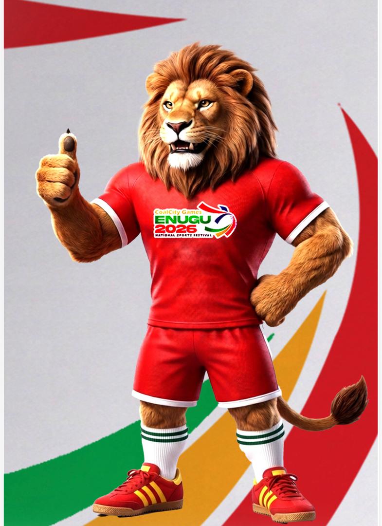 Lion mascot for the Enugu 2026 host edition